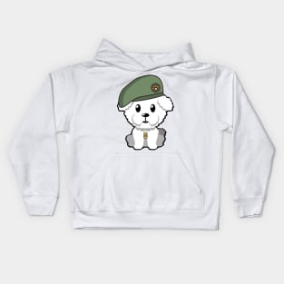 Green Beret furry dog Kids Hoodie